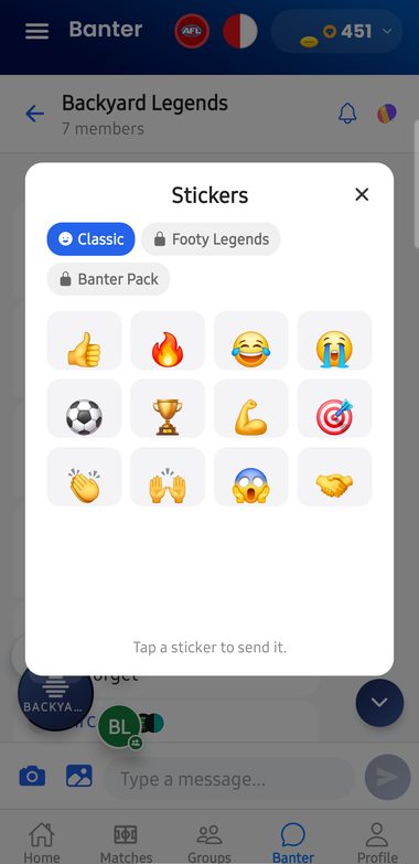 Mates Picks sticker picker with free and paid packs